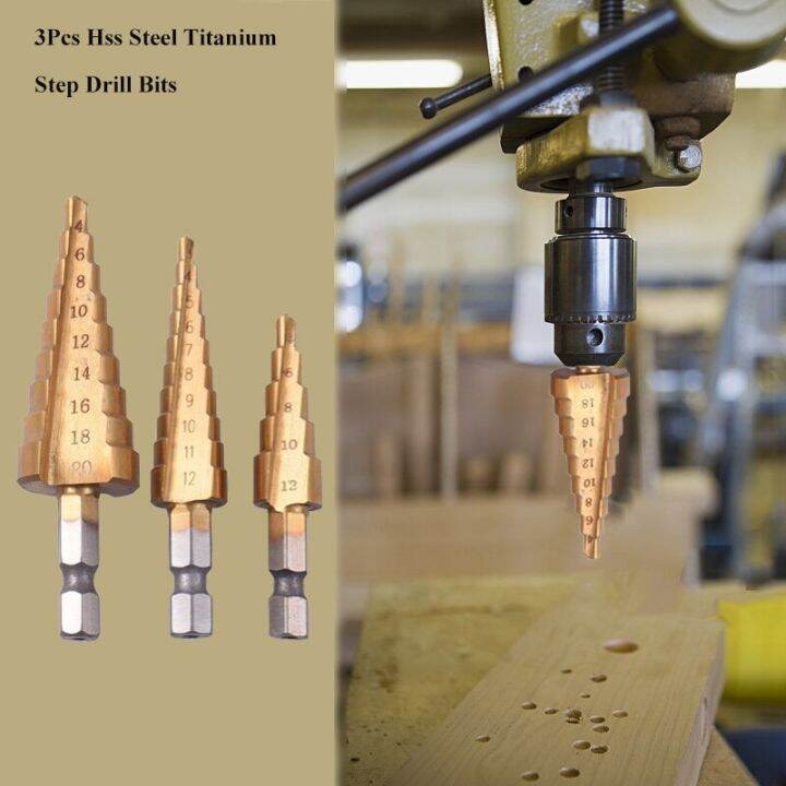 hh-ddpj3pcs-hss-steel-titanium-step-drill-bits-3-12mm-4-12mm-4-20mm-step-cone-cutting-tools-steel-woodworking-wood-metal-drilling-set