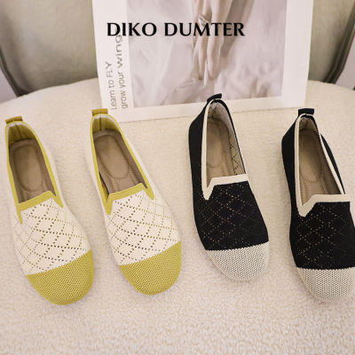 DikoDumter รองเท้าส้นแบนส่วนรอบเป็นสีทึบใหม่,รองเท้าโลฟเฟอร์แผ่นรองเท้านุ่มสบายถักสำหรับแฟชั่นสำหรับผู้หญิง