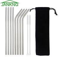 JANKNG 8Pcs Colorful 304 Stainless Steel Straight Bent Reusable Filter With Brush DIY Tea Coffee Drinking Straws With Brush Specialty Glassware