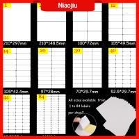 NIAOJIU 5 sheets เลเซอร์ปริ้นเตอร์ แยก A4 เครื่องเขียน ป้ายบรรจุภัณฑ์ กาวติดด้วยตนเอง สติ๊กเกอร์ขาว แท็ก