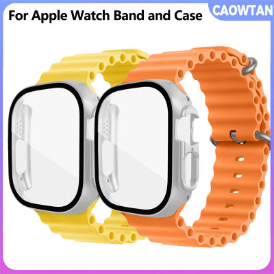 Case + Ocean สำหรับ Apple Watch Ultra Band 49Mm 44Mm 40Mm 45 Mm 41Mm 42Mm 38Mm 45 Mm สร้อยข้อมือซิลิโคน I Watch Series 7 6 3 Se Ultra 8สาย