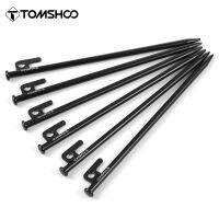 Tomshoo 8/12Inch 6/12pcs Heavy Duty Steel Tent Stakes Pegs w Hook and Hole Design Camping Tent Pegs Ground Nail for Tent Canopy