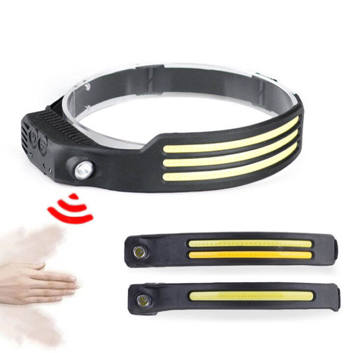COB Long Silicone Headlamp Sensing Outdoor Camping Waterproof Mini