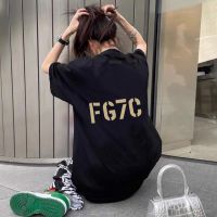 High quality! FOG main line seventh season flocking FG7C letter high street tide brand short-sleeved T-shirt female 2022 new male