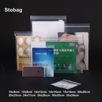 Stobag 100ชิ้นพลาสติกใส Ziplock ถุงโพลีถุงปิดผนึกอาหารหนังสือเสื้อผ้าบรรจุภัณฑ์กันน้ำล้างโลโก้ขายส่ง