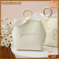 Haidianzi กล่องกระดาษ Kado Kecil สำหรับของชำร่วยสำหรับแขกและงานแต่งงานกล่องขนมคริสต์มาสแบบพกพาสำหรับแหวนดีไซน์สวย