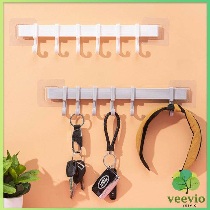 veevio-ราวตะขอ-พลาสติกอเนคประสงค์-แบบติดแผ่นกาว-ไม่ต้องเจาะผนัง-towel-rack-มีสินค้าพร้อมส่ง