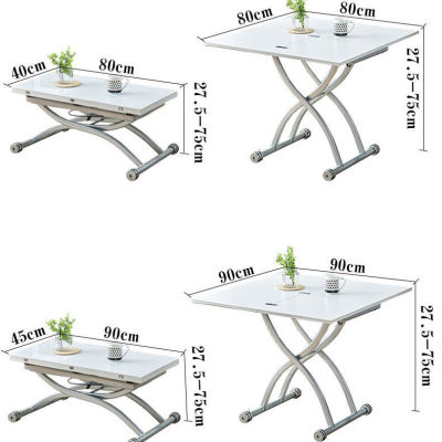 Movable tea table dining table Integrated Household small-sized folding lifting living room table dual-use movable pulley table