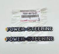 x2 GENUINE PARTS  POWER-STEERING  โลโก้เพาว์เวอร์สเตอร์ริ่ง แท้ 2 ชิ้น ติดข้างแก้ม สีชุบ-ดำ โตโยต้า HILUX MIGHTY-X LN 85-111 SR-5 1989-1998