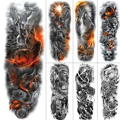 hot！【DT】﹉♝♙  Ares Big Temporary Tattoos Men Large Legs Fake Sticker Paper