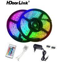 {ItalyNest shop}HdoorLink สายไฟ Led กันน้ำ5เมตร,พร้อม24คีย์ WIFI บลูทูธ IR ควบคุมระยะไกลริบบิ้น2835 RGB ยืดหยุ่นได้เทปไดโอดดีซีสหรัฐอังกฤษแถบอะแดปเตอร์ไฟยุโรป