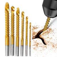 6 Pieces Twist Drill Bits Set Serrated Grooving Cutting Tap Spiral Saw Wood Metal Plastic Hole Saw Titanium HSS Drill Bit