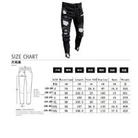 Ready Stock Mens Stretchy Ripped Skinny Biker Jeans Damage Slim Fit Denim Long Pants Plus-Size M-5XL