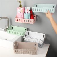 Punch-free bathroom rack toilet supplies toilet plastic wall hanging seamless shelf storage basket wash rack