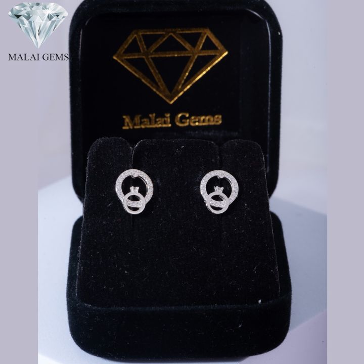 malai-gems-ต่างหูเพชร-เงินแท้-silver-925-เพชรสวิส-cz-เคลือบทองคำขาว-รุ่น-075-te29483-แถมกล่อง-ต่างหูcz-ต่างหูเงินแท้