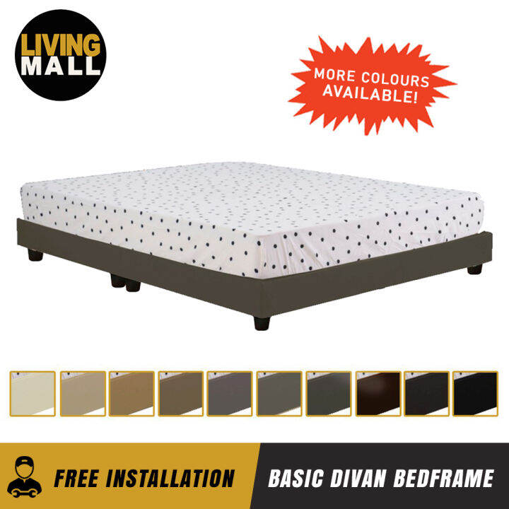 Living Mall Basic Faux Leather/ Fabric Divan Bed Frame With 5cm Legs In