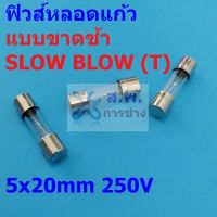 ฟิวส์ ขาดช้า Glass Fuse ขาดช้า Slow blow (T) 5x20mm 250V T1A ถึง T5A #G5x20T (1 ตัว)