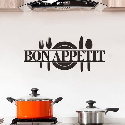 Classic BON APPETIT Kitchen Wall Sticker For Kitchen Stove Refrigerator Decoration Art Decals Removable Stickers Mural Wallpaper