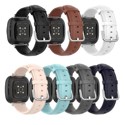 สำหรับ Fitbit Versa 3 /Versa 4 /Fitbit Sense/Sense2อะไหล่สายหนังแท้สายนาฬิกาข้อมือสายรัดข้อมือกับหัวเข็มขัดโลหะเข้ากันได้กับ Fitbit 3 /Versa 4 /Fitbit Sense/Sense2