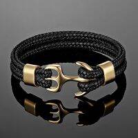 【When the flowers bloom】 MKENDN NavyMenBracelet Woven Multilayer LeatherFor Women Black Stainless SteelBuckle