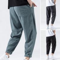 Japanese Loose Mens Cotton Linen Pants Male Summer New Breathable Solid Color Linen Trousers Fitness Streetwear Plus Size M-3XL