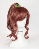 Sailor Jupiter Kino Makoto Cosplay Wigs Short Brown Ponytail Heat Resistant Synthetic Hair Wig + Wig Cap + Hair Rope