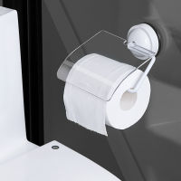 Bathroom Punch-Free Rolling Paper Organizer Transparent Toilet Wall-Mounted Roll Storage Paper Towel Holder With Cover Shelves