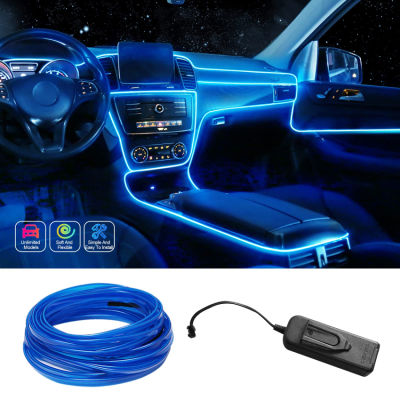 ไฟบาร์ LED ภายในรถยนต์,ไฟลวดนีออน USB พร้อมขอบเย็บ6มม.-197 "เรืองแสงอลูมิเนียม (EL) ลวดชุดโคมไฟล้อมรอบตัดภายใน