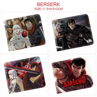 ผู้ชายผู้หญิง Bifold กระเป๋าสตางค์ Berserk อุปกรณ์ต่อพ่วงสีเต็มรูปแบบกระเป๋าสตางค์การ์ตูนนิเมชั่นพิมพ์กระเป๋าเงินเหรียญครึ่งพับกระเป๋าสตางค์สั้นกรณีบัตร