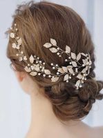 【YF】 Vintage Leaves and Floral Bridal Headband Bohemian Headpiece Crystal Pearl Hair Vine Flower Halo Wedding Accessories