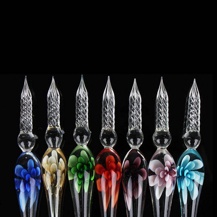 highergo-16pcsbox-3d-flower-glass-pen-ink-set-crystal-dip-pen-calligraphy-kits-for-gift-writing-drawing-signature-art-supplies