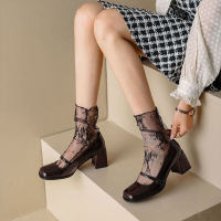 French vintage chocolate patent leather high heel shoes woman niche design Mary Jane shoes woman