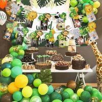 [HOT MAKXJWIGO 542] 1st Birthday Party ตกแต่งเด็ก Aniaml แบนเนอร์ Palm Leaf บอลลูน Safari Jungle Party Tropical Party Supplies Baby Shower