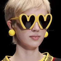 Dopamine Colored Loving Heart Funny Glasses Big Frame Heart-Shaped Sunglasses Summer European And American Fashion Glasses Candy Color Concave Shape