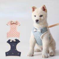 Korean Bowknot Collar Lead Set Adjustable Cotton Chest Strap Breathable Portable Vest for Dogs Cats Pet Accessories