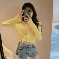 [COD] 2022 popular short top net red long-sleeved T-shirt womens autumn elegant style thin section sunscreen cardigan