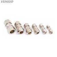 Compression Ferrule Tube Fitting 4-16mm Brass Pipe Double Card Set Copper Joints Tubing Nut Lock Double Straight Valves