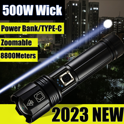 8800Meters Led Flashlight Rechargeable Torch TYPE-C Powerful Tactical Flash Light Zoomable Hunting Lantern Waterproof Hand Lamp
