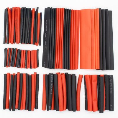 150 PCS 7.28m Black And Red 2:1 Assortment Heat Shrink Tubing Tube Car Cable Sleeving Wrap Wire Kit Chrome Trim Accessories
