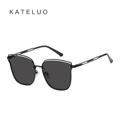 KATELUO แว่นตากันแดดเลนส์ผ้าไนลอนแบบใหม่,แว่นตากันแดดแฟชั่นสำหรับผู้หญิงกรอบแว่นสีแดงใหญ่ JS2266
