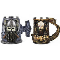 Drakkar Viking Tankard Mug 304 Stainless Steel Insert Resin Nordic God Odin Coffee Beer Mugs Cup Halloween Birthday Gift 600ml