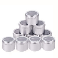 10pcs Metal Tin Cans with Clear Window Lid Empty Round Top Candle Aluminum Jar Black Gift Food Candy Package Display Box