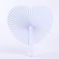 【jw】❦  Paper Folding Heart-Shaped Round  1 Pieces Shaped Plastic Handles for Weddings Souvenirs Parties folding fan