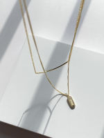 (Silver 925) hoo.stores Double Layer Gem Necklace สร้อยคอเงินแท้ s925 สร้อยคอสีทอง สร้อยคอพร้อมจี้ เครื่องประดับเงินแท้ ปลอดสารนิกเกิล ไม่แพ้ ไม่คัน