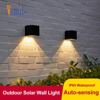 Vimite Led Modern ไฟติดผนังโซล่า Solar Wall Light ไฟหน้าบ้าน โคมไฟผนังนอก Waterproof ไฟอัตโนมัติ ไฟติดรั้วบ้านไฟแต่งสวนโซล่า ไฟหน้าบ้าน