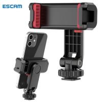 ESCAM Urig ST-06S ขาตั้งกล้องสำหรับโทรศัพท์มือถือแบบพกพา360องศาหมุนที่วางโทรศัพท์คลิปที่มีคู่เย็นรองเท้าเมาสำหรับสดสตรีมมิ่งบันทึกวิดีโอ