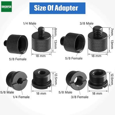 อะแดปเตอร์เกลียวไมโครโฟน8ชิ้นชุดอะแดปเตอร์เกลียวไมค์5/8ถึง3/8อะแดปเตอร์สกรูไมค์1/4ถึง5/8ขาตั้งอะแดปเตอร์ Mic Stand Adapter
