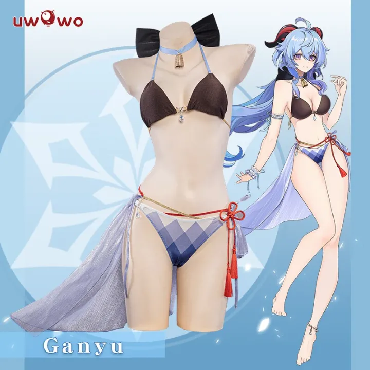 Uwowo Exclusive Authorization Game Genshin Impact Fanart Ganyu Swimsuit Cosplay Costume Full Set