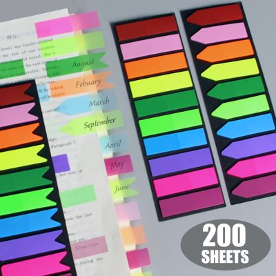 200 Sheets Posted It Transparent Notes Tab Self-Adhesive Kawaii Bookmarkers Annotation Books Page Stationery