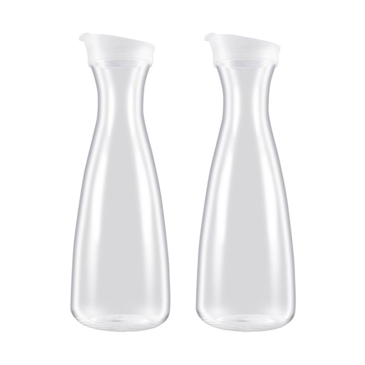 2pcs 1L Plastic Water Carafes with White Flip Tab Lids- Food Grade & Recyclable Shatterproof Pitchers - Juice Jar, Other